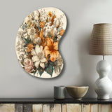 Cream And Orange Flowers Bouquet Interpretation I - Asymmetric Metal Wall Art