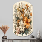 Cream And Orange Flowers Bouquet Interpretation I - Asymmetric Metal Wall Art