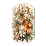 Cream And Orange Flowers Bouquet Interpretation I - Asymmetric Metal Wall Art