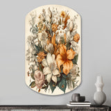 Cream And Orange Flowers Bouquet Interpretation I - Asymmetric Metal Wall Art