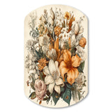 Cream And Orange Flowers Bouquet Interpretation I - Asymmetric Metal Wall Art