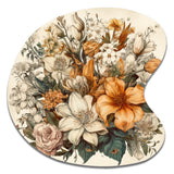 Cream And Orange Flowers Bouquet Interpretation I - Asymmetric Metal Wall Art