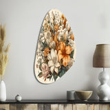 Cream And Orange Flowers Bouquet Interpretation I - Asymmetric Metal Wall Art