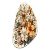 Cream And Orange Flowers Bouquet Interpretation I - Asymmetric Metal Wall Art