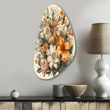 Cream And Orange Flowers Bouquet Interpretation I - Asymmetric Metal Wall Art