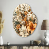 Cream And Orange Flowers Bouquet Interpretation I - Asymmetric Metal Wall Art