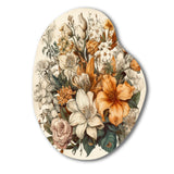 Cream And Orange Flowers Bouquet Interpretation I - Asymmetric Metal Wall Art