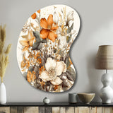 Cream And Orange Flowers Bouquet Interpretation II - Asymmetric Metal Wall Art