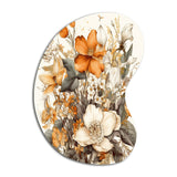 Cream And Orange Flowers Bouquet Interpretation II - Asymmetric Metal Wall Art