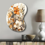 Cream And Orange Flowers Bouquet Interpretation II - Asymmetric Metal Wall Art