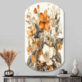 Cream And Orange Flowers Bouquet Interpretation II - Asymmetric Metal Wall Art