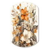 Cream And Orange Flowers Bouquet Interpretation II - Asymmetric Metal Wall Art