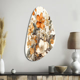 Cream And Orange Flowers Bouquet Interpretation II - Asymmetric Metal Wall Art