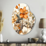 Cream And Orange Flowers Bouquet Interpretation II - Asymmetric Metal Wall Art