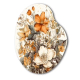 Cream And Orange Flowers Bouquet Interpretation II - Asymmetric Metal Wall Art