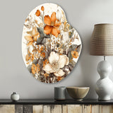 Cream And Orange Flowers Bouquet Interpretation II - Asymmetric Metal Wall Art