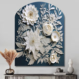 White And Blue Flowers Bouquet Elegance - Asymmetric Metal Wall Art