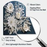 White And Blue Flowers Bouquet Elegance - Asymmetric Metal Wall Art