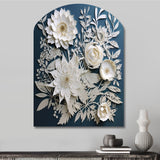 White And Blue Flowers Bouquet Elegance - Asymmetric Metal Wall Art