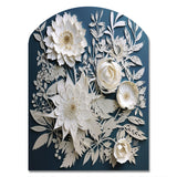 White And Blue Flowers Bouquet Elegance - Asymmetric Metal Wall Art