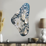 White And Blue Flowers Bouquet Elegance - Asymmetric Metal Wall Art