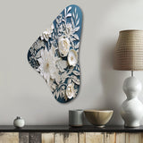 White And Blue Flowers Bouquet Elegance - Asymmetric Metal Wall Art