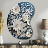 White And Blue Flowers Bouquet Elegance - Asymmetric Metal Wall Art