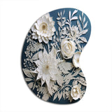 White And Blue Flowers Bouquet Elegance - Asymmetric Metal Wall Art