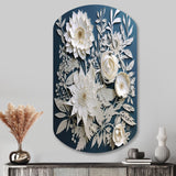 White And Blue Flowers Bouquet Elegance - Asymmetric Metal Wall Art