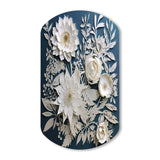 White And Blue Flowers Bouquet Elegance - Asymmetric Metal Wall Art