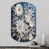 White And Blue Flowers Bouquet Elegance - Asymmetric Metal Wall Art