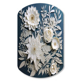 White And Blue Flowers Bouquet Elegance - Asymmetric Metal Wall Art