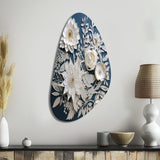 White And Blue Flowers Bouquet Elegance - Asymmetric Metal Wall Art