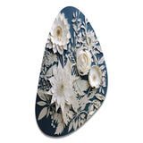 White And Blue Flowers Bouquet Elegance - Asymmetric Metal Wall Art