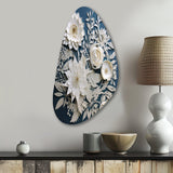 White And Blue Flowers Bouquet Elegance - Asymmetric Metal Wall Art