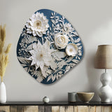 White And Blue Flowers Bouquet Elegance - Asymmetric Metal Wall Art