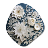 White And Blue Flowers Bouquet Elegance - Asymmetric Metal Wall Art