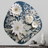 White And Blue Flowers Bouquet Elegance - Asymmetric Metal Wall Art