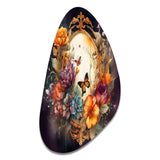 Antique Floral Mirror With Butterflies I - Asymmetric Metal Wall Art