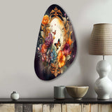 Antique Floral Mirror With Butterflies I - Asymmetric Metal Wall Art