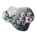 Flowers With Butterflies Painting III - Asymmetric Metal Wall Art