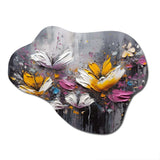 Flowers With White Butterflies I - Asymmetric Metal Wall Art