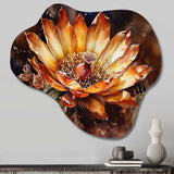 Orange Green Cactus Flower II - Asymmetric Metal Wall Art