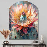 Orange Green Cactus Flower III - Asymmetric Metal Wall Art