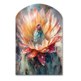 Orange Green Cactus Flower III - Asymmetric Metal Wall Art