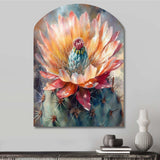 Orange Green Cactus Flower III - Asymmetric Metal Wall Art