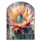 Orange Green Cactus Flower III - Asymmetric Metal Wall Art