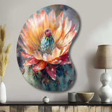 Orange Green Cactus Flower III - Asymmetric Metal Wall Art