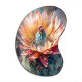 Orange Green Cactus Flower III - Asymmetric Metal Wall Art