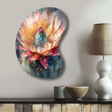 Orange Green Cactus Flower III - Asymmetric Metal Wall Art